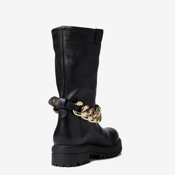 STEVE MADDEN MOTOR CYCLE BIKER DEVOTION MID-CALF BOOTS BLACK SIZE 39 US  8.5 - Picture 6 of 10